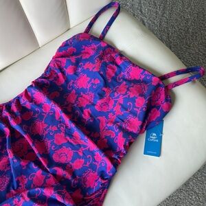 NWT Cupshe One Piece Blue and Pink Floral Swimsuit.